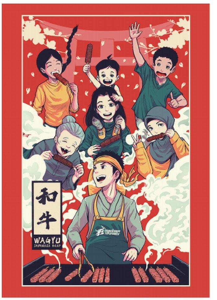 Madbeef Wagyu promotional poster illustration