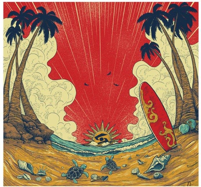 Strand Dawn hand-drawn t-shirt illustration