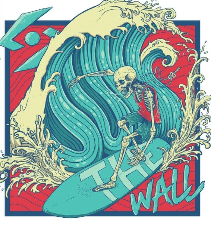 Strand Surf The Wall hand-drawn t-shirt illustration